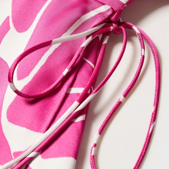 Mango Fuchsia/White Wrapped Satin Dress - Picture 5 of 5